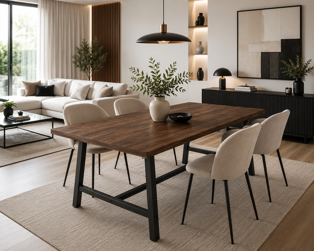 Table à Manger Rectangulaire Style Industriel Moderne - 180 cm pour 6 à 8 Personnes