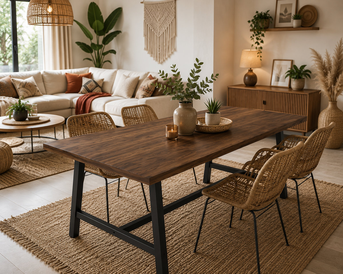 Table à Manger Rectangulaire Style Industriel Moderne - 180 cm pour 6 à 8 Personnes