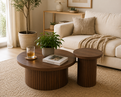 Ensemble de 2 Tables Basses Gigognes Rondes – Design Moderne, 70 et 40 cm