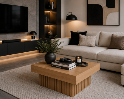 Table Basse Carrée en Bois 79 cm – Design Moderne et Robuste