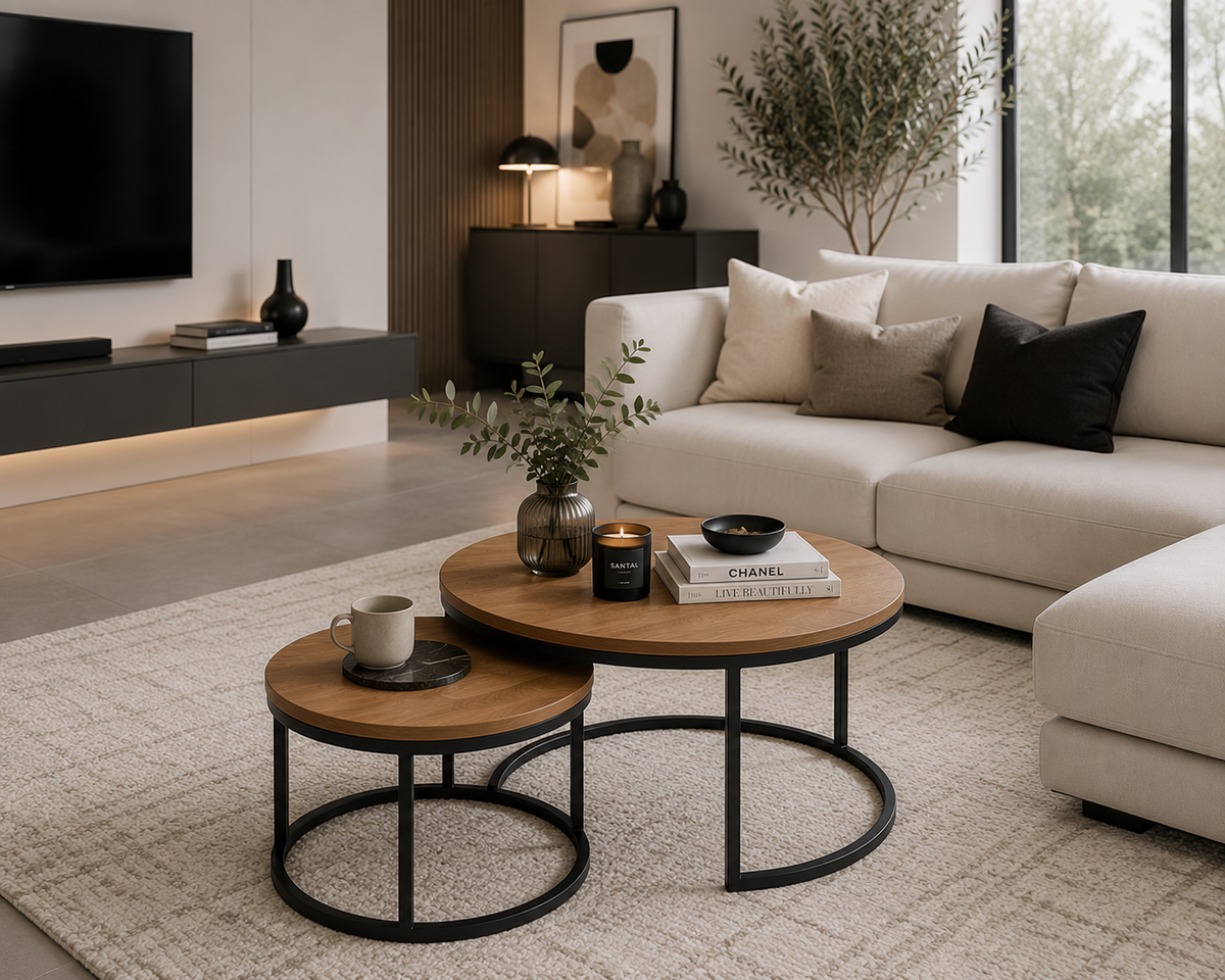 Ensemble de 2 Tables Basses Gigognes Rondes – Style Scandinave Moderne