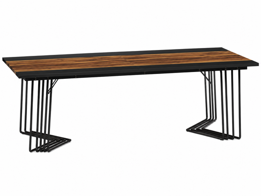 Table à Manger 200 cm – Style Industriel, Plateau Bois Brun Rustique et Structure Métallique