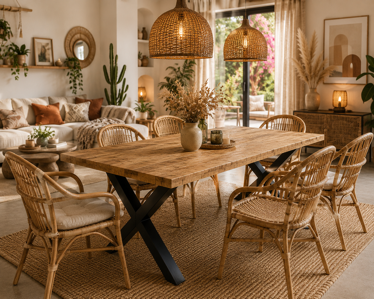 Table à Manger en Bois de Manguier – Design Naturel, 140 x 70 cm