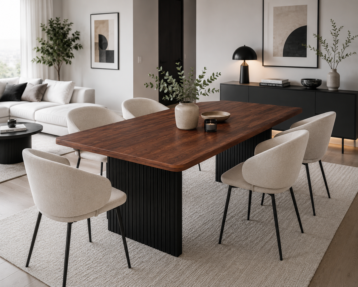 Grande Table à Manger en Bois et Métal – 180 cm, Style Campagne Chic, 6 à 8 Personnes