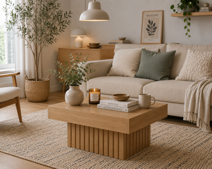 Table Basse Carrée en Bois 79 cm – Design Moderne et Robuste