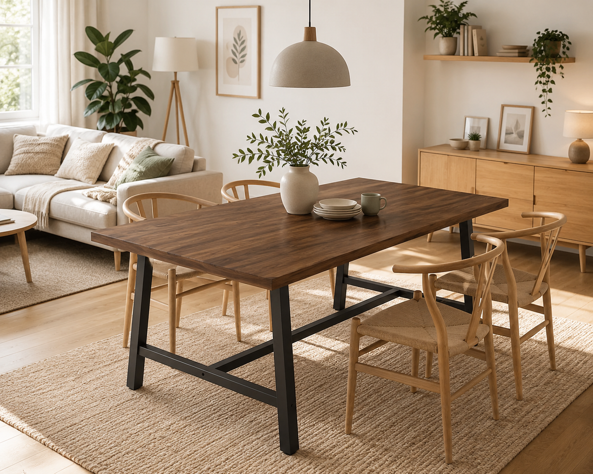 Table à Manger Rectangulaire Style Industriel Moderne - 180 cm pour 6 à 8 Personnes
