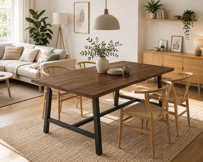 Table à Manger Rectangulaire Style Industriel Moderne - 180 cm pour 6 à 8 Personnes