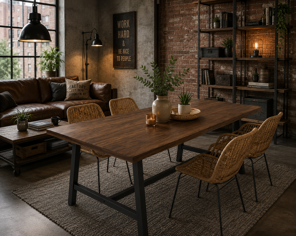 Table à Manger Rectangulaire Style Industriel Moderne - 180 cm pour 6 à 8 Personnes