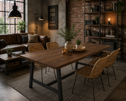 Table à Manger Rectangulaire Style Industriel Moderne - 180 cm pour 6 à 8 Personnes