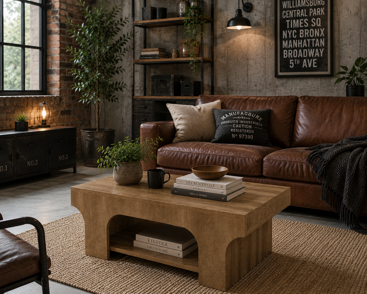 Table Basse Rectangulaire en Bois – Style Campagne Chic, 120 cm