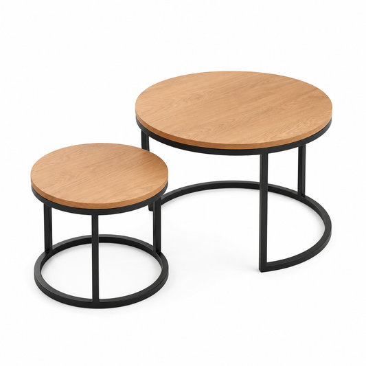 Ensemble de 2 Tables Basses Gigognes Rondes – Style Scandinave Moderne